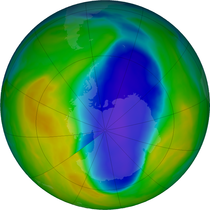 Antarctic ozone map for 10 November 2018